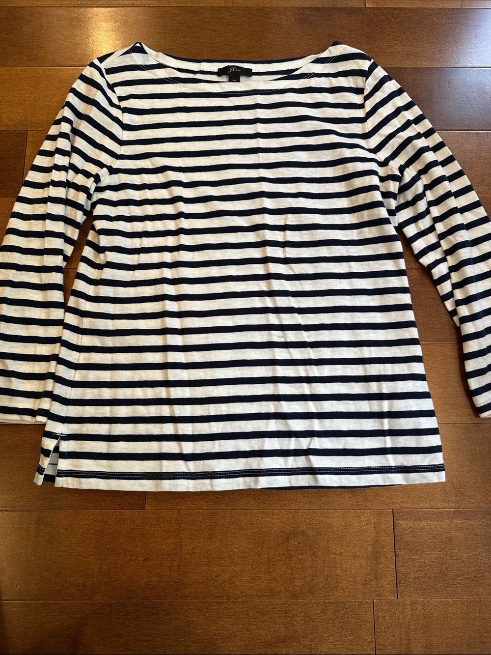 J. Crew Navy and White Striped Crewneck Top